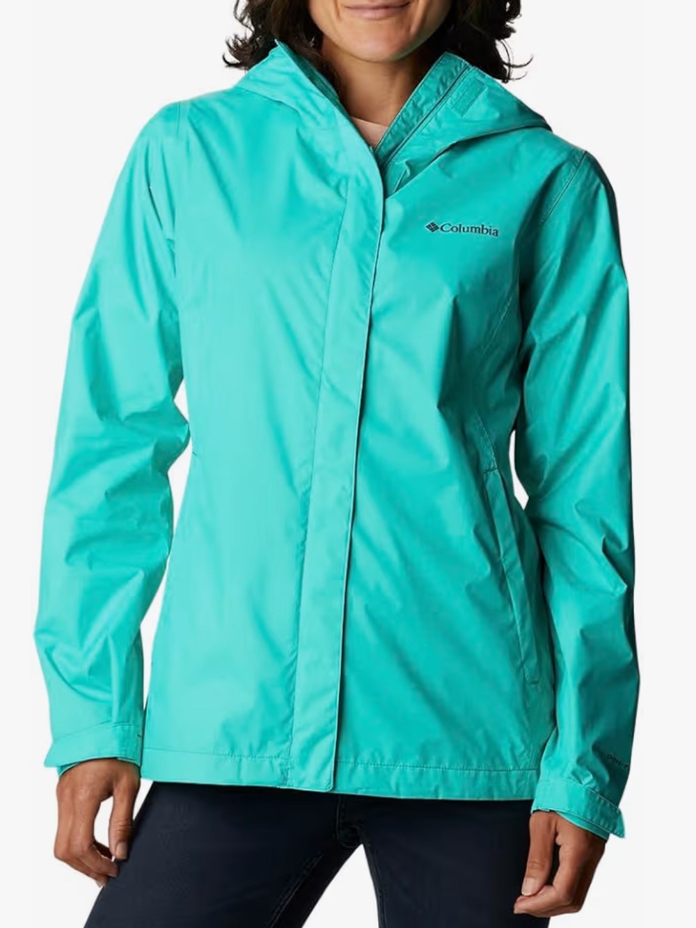Columbia Turquoise Hooded Windbreaker Jacket in size large